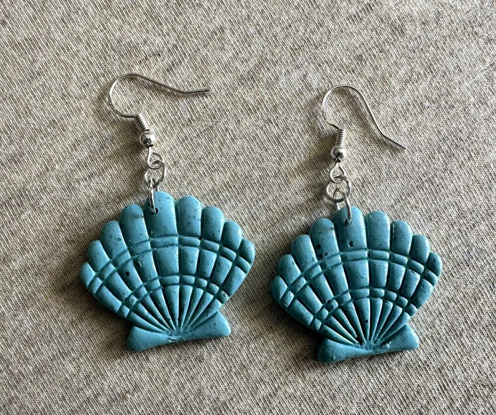 Handmade Turquoise Shell Polymer Clay Earrings